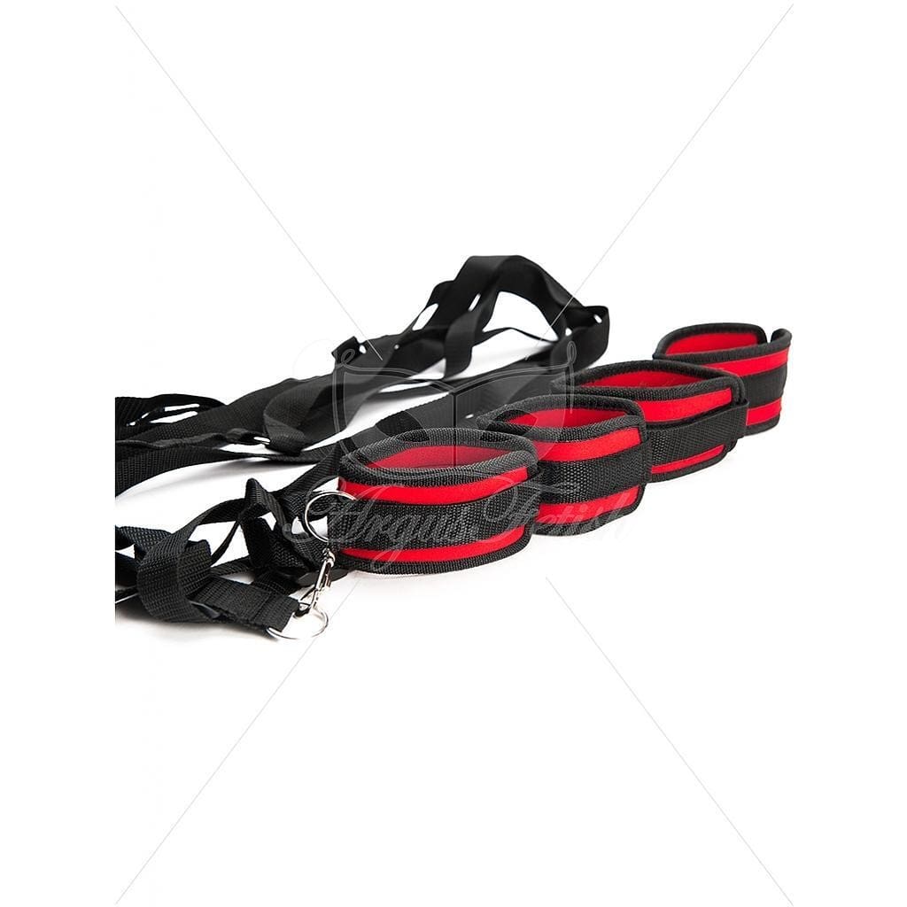 CONJUNTO DE RESTRICCIONES PARA CAMA ARGUS FETISH NEGRO E ROJO ARGUS TOYS
