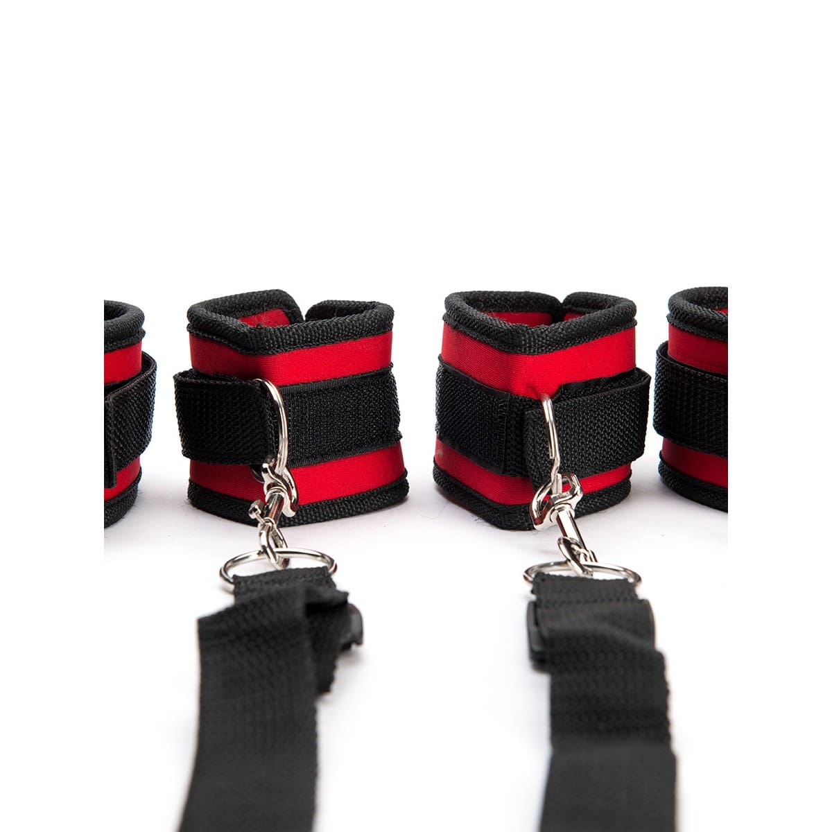 CONJUNTO DE RESTRICCIONES PARA CAMA ARGUS FETISH NEGRO E ROJO ARGUS TOYS