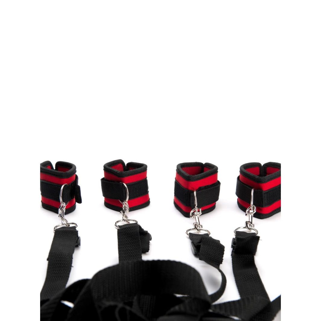CONJUNTO DE RESTRICCIONES PARA CAMA ARGUS FETISH NEGRO E ROJO ARGUS TOYS