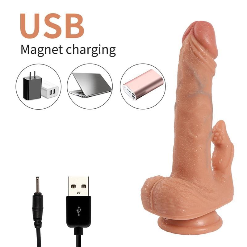 SHEQU Julian Dildo con 20 Modos de Vibración y Estimlador de Clítoris