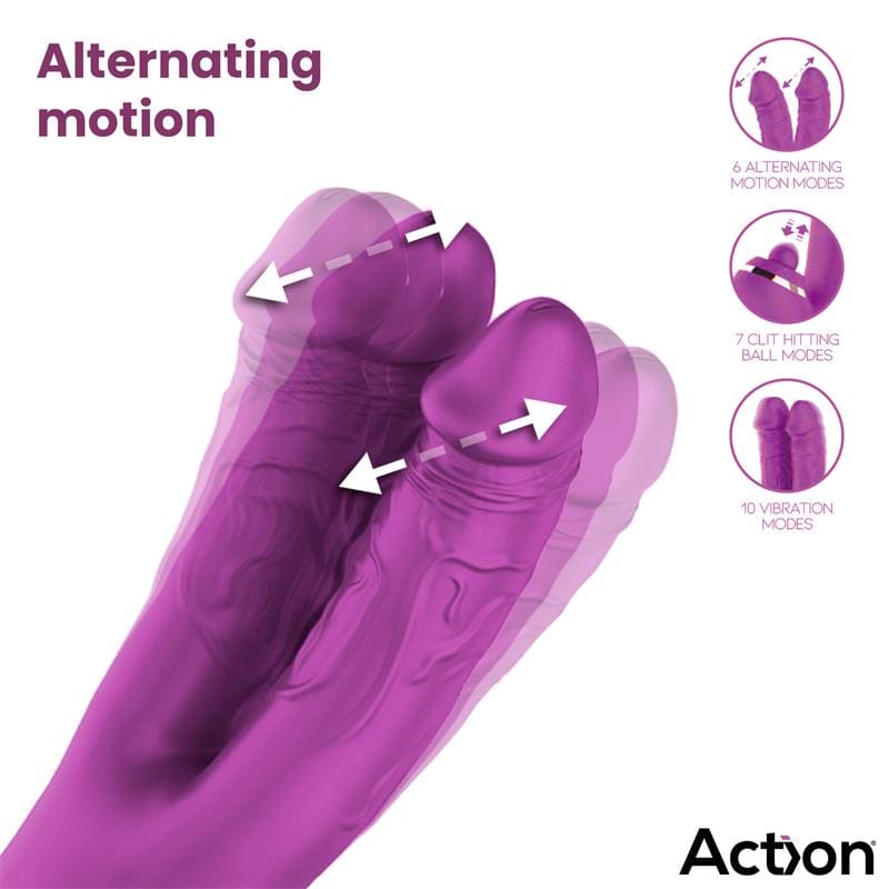 ACTION Nico Vibrador con Dildos Alternantes y Bola Percutora 4 Motores