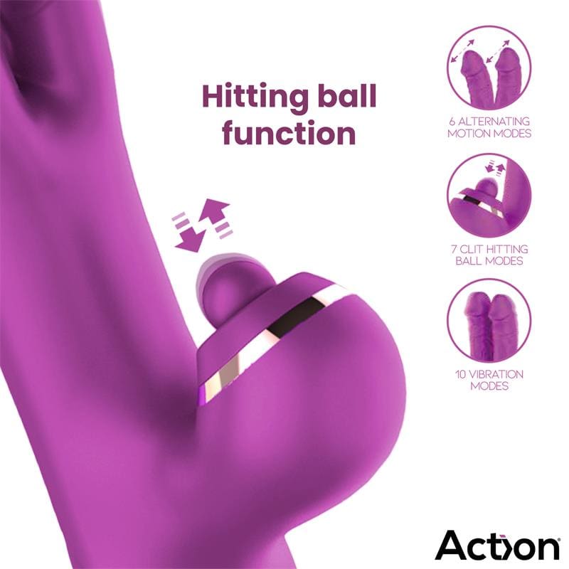 ACTION Nico Vibrador con Dildos Alternantes y Bola Percutora 4 Motores