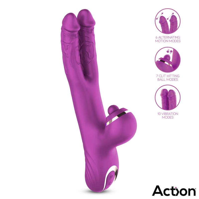 ACTION Nico Vibrador con Dildos Alternantes y Bola Percutora 4 Motores