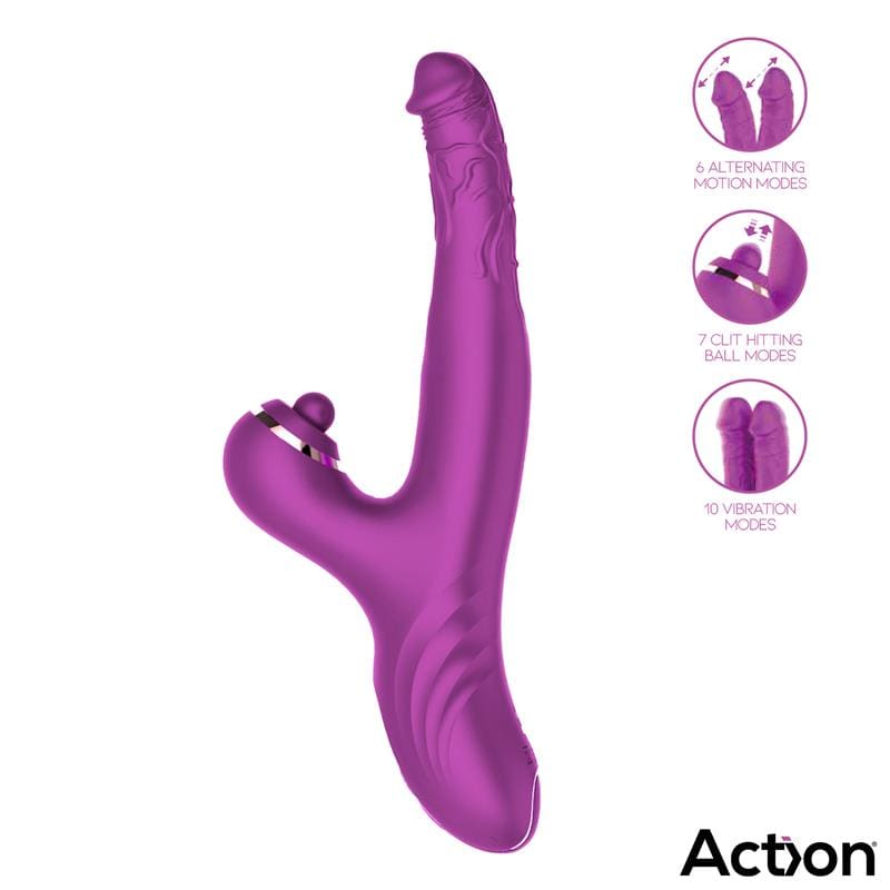 ACTION Nico Vibrador con Dildos Alternantes y Bola Percutora 4 Motores