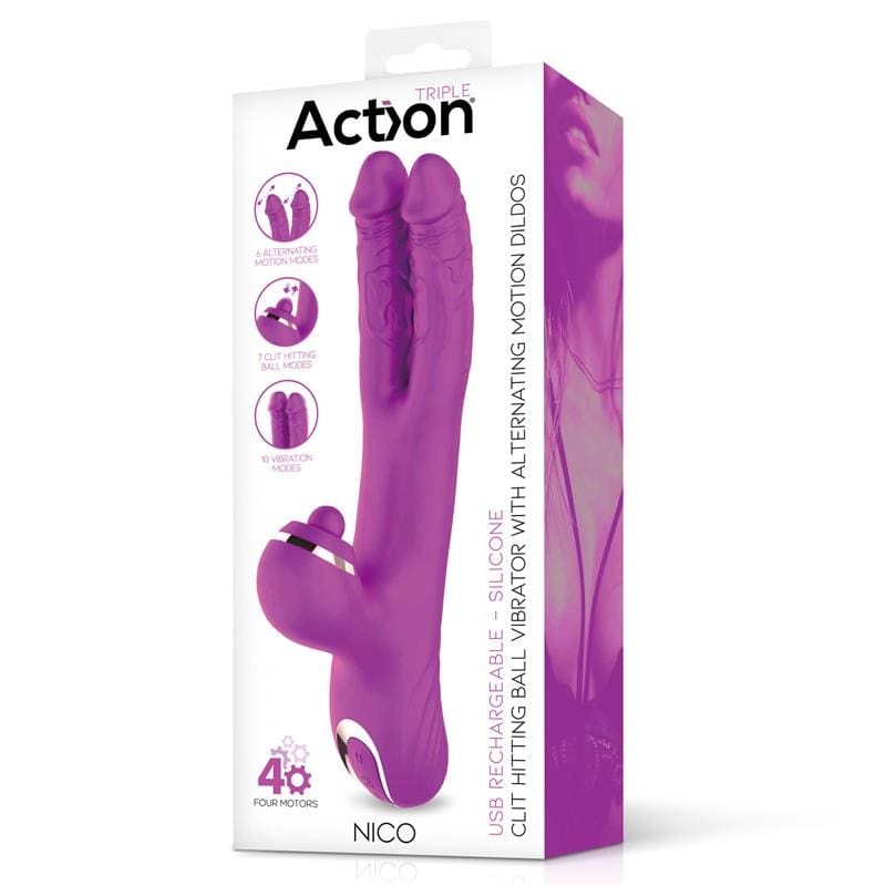 ACTION Nico Vibrador con Dildos Alternantes y Bola Percutora 4 Motores+ lubricante de regalo - Imagen 10