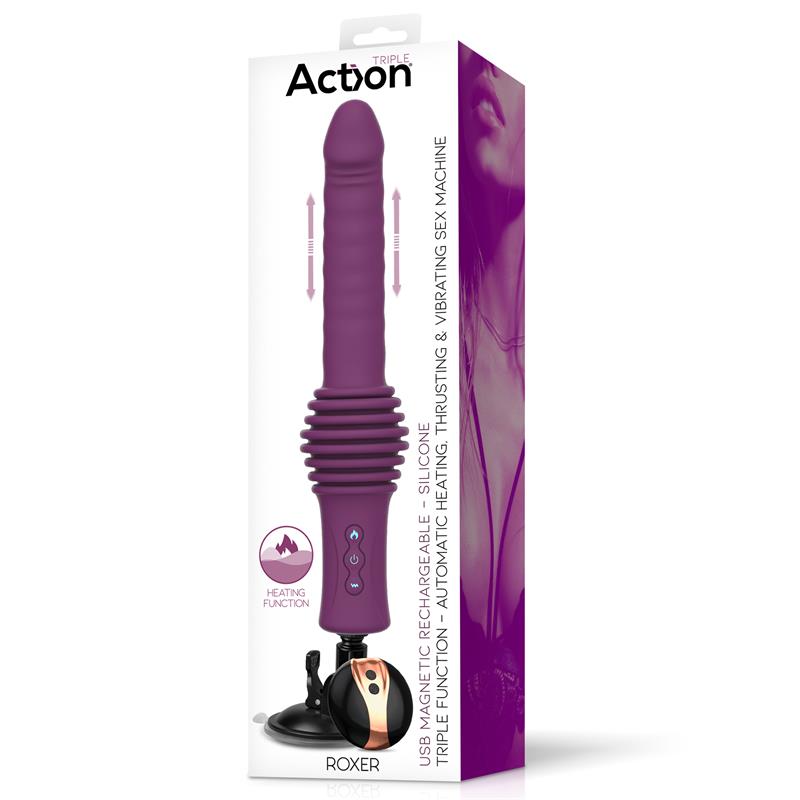 ACTION Roxer Sex Machine con Vibración, Thrusting, Efecto Calor y Control Remoto