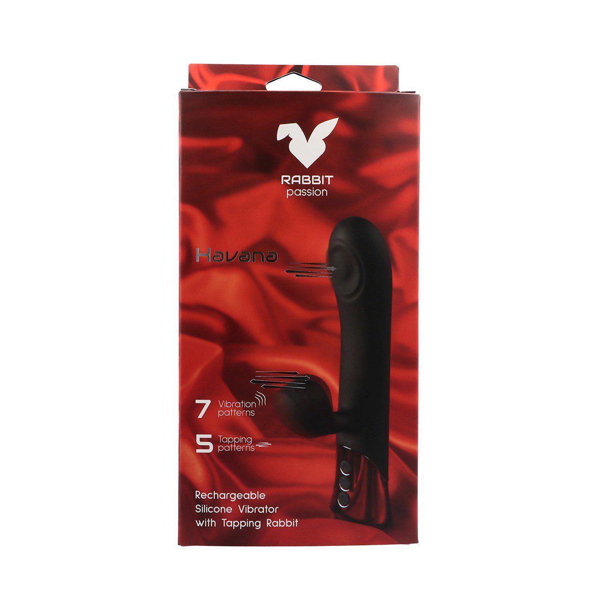 HAVANA RECHARGEABLE SILICONE VIBRATOR WITH TAPPING RABBIT AND TAPPING SHAFT