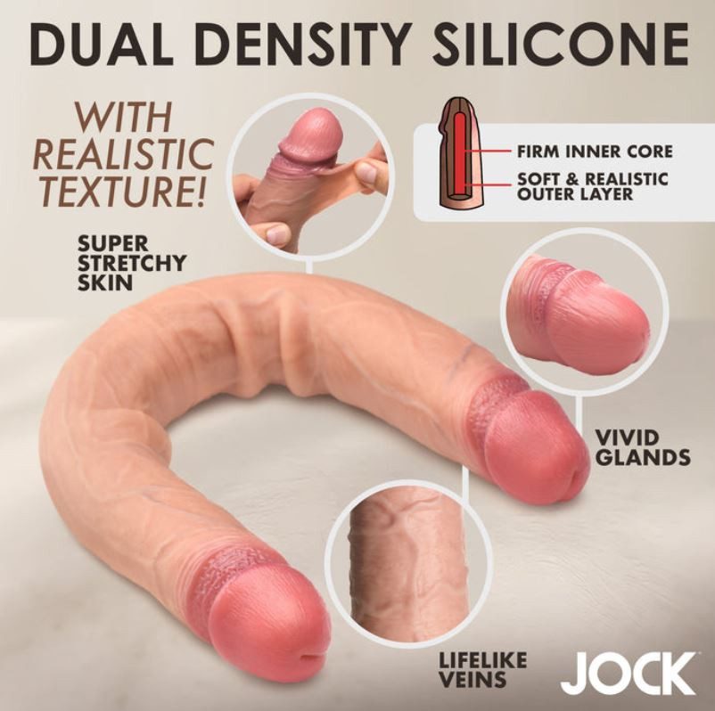 DOBLE DILDO SILICONA JOCK REAL SKIN 40 CM