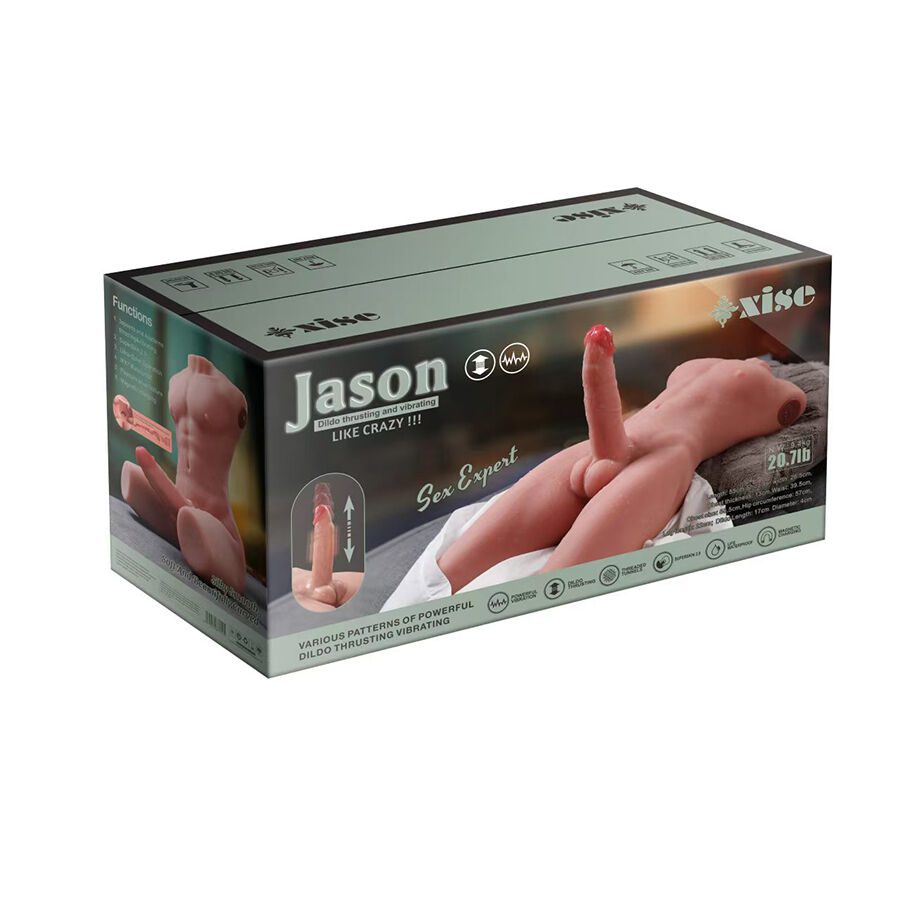 XISE - JASON HALF BODY TORSO REALÍSTICO MASCULINO CON THRUSTING Y VIBRACIÓN 55 CM