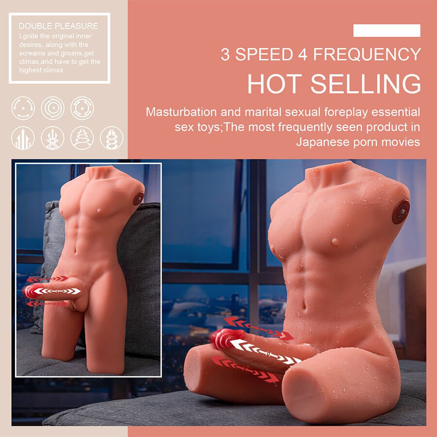 XISE - JASON HALF BODY TORSO REALÍSTICO MASCULINO CON THRUSTING Y VIBRACIÓN 55 CM - Imagen 12