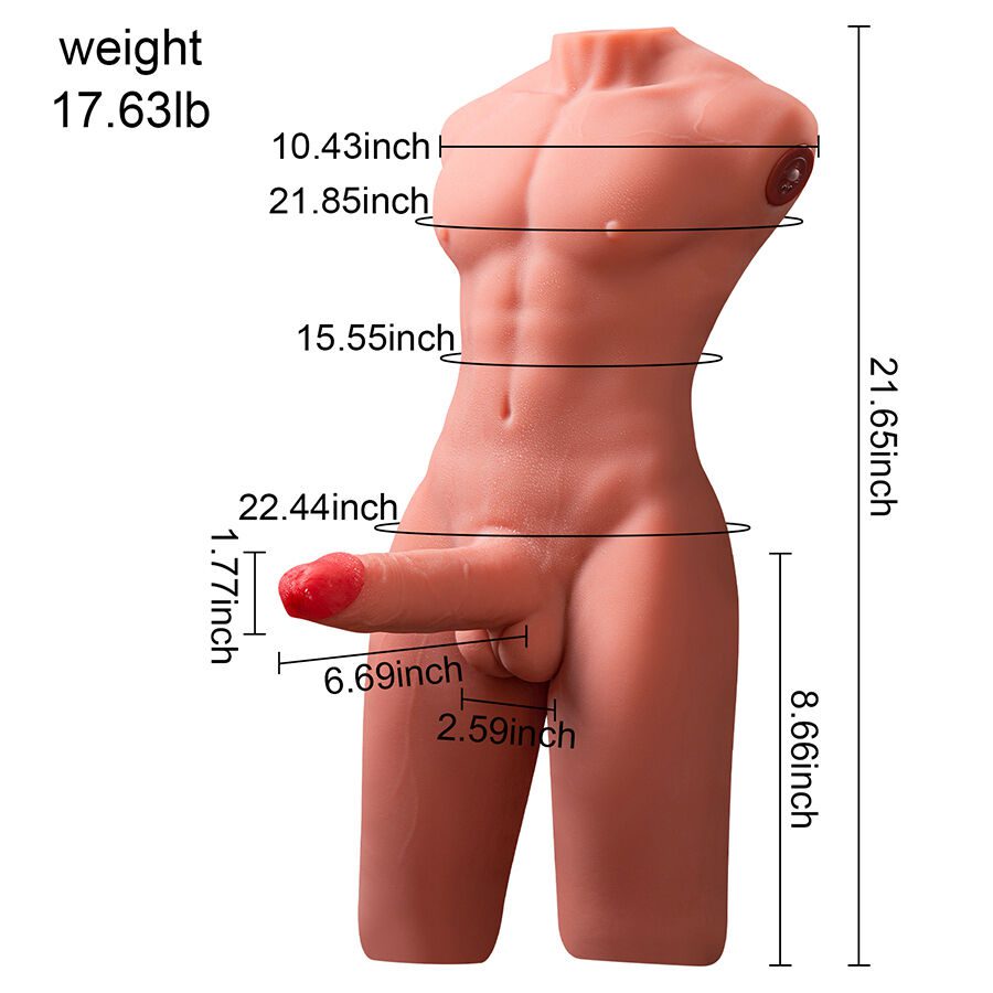 XISE - JASON HALF BODY TORSO REALÍSTICO MASCULINO CON THRUSTING Y VIBRACIÓN 55 CM - Imagen 10