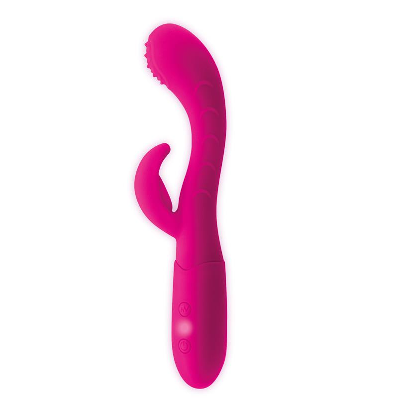 GOODIES Cakey Vibrador Punto G y Conejito USB Silicona Fuchsia