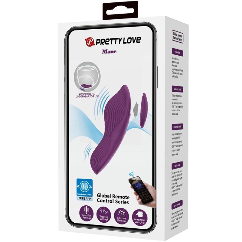 MANE MASAJEADOR LAY ON CLÍTORIS 10 VIBRACIONES CONTROL REMOTO MORADO