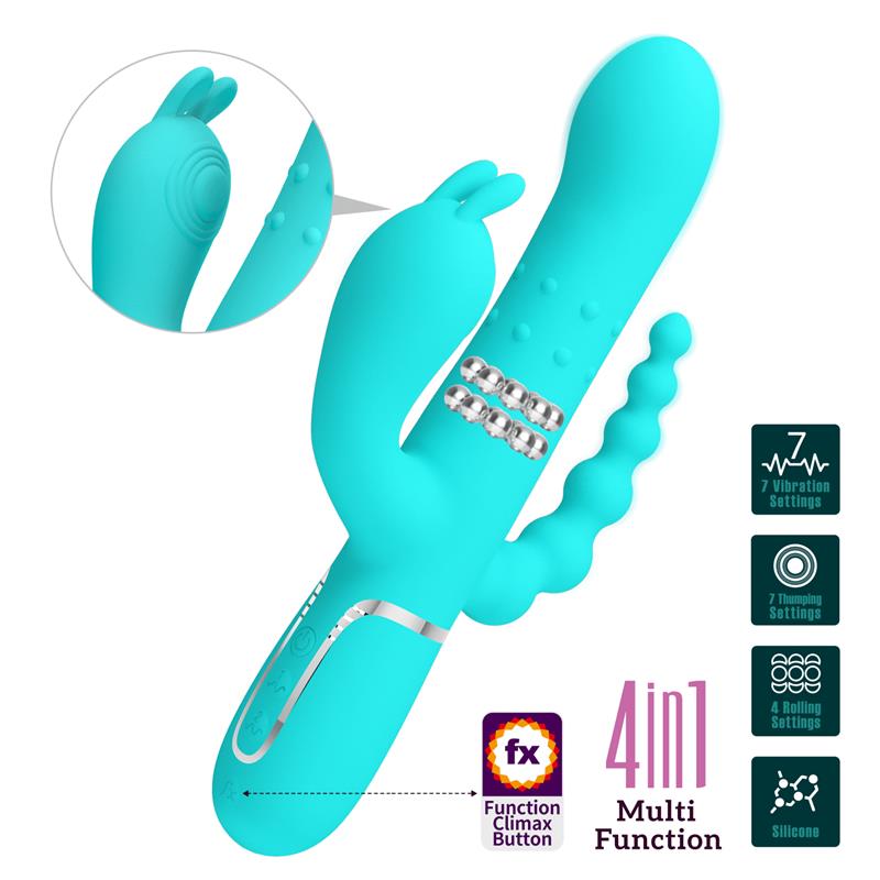 PRETTYLOVE Cammy Vibrador con Bolas Rotadoras y Cadena Anal