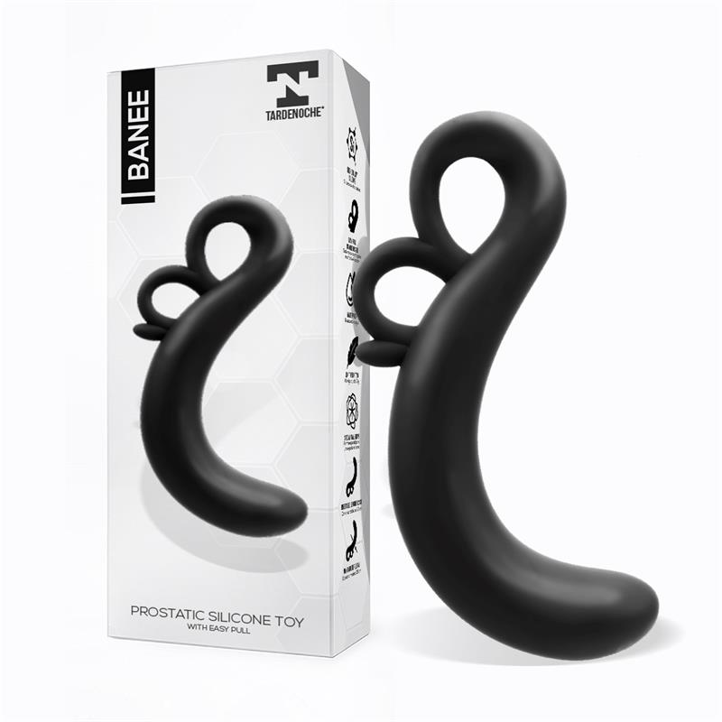 TARDENOCHE Banee Estimulador Prostático de Fácil Extracción Silicona Negro