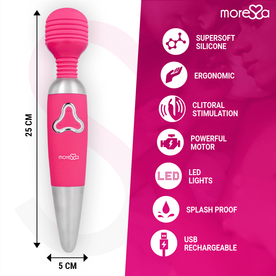 MORESSA - ODILON WAND POTENTE MOTOR MAS DOS CABEZALES PREMIUM SILICONE RECARGABLE