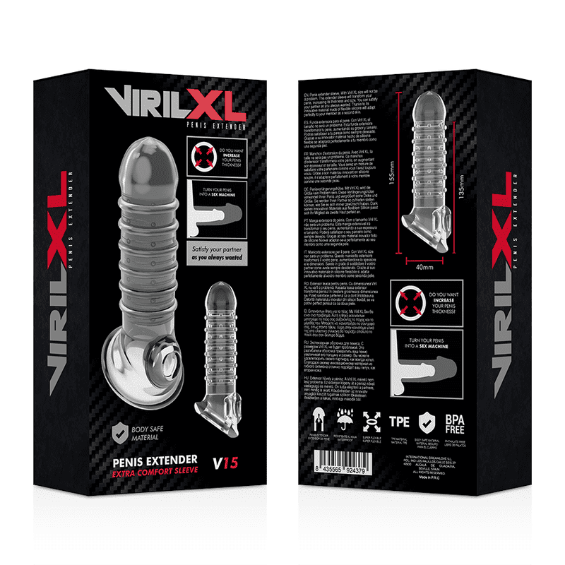 VIRILXL - EXTENSIÓN Y FUNDA DE PENE V15 TRANSPARENTE