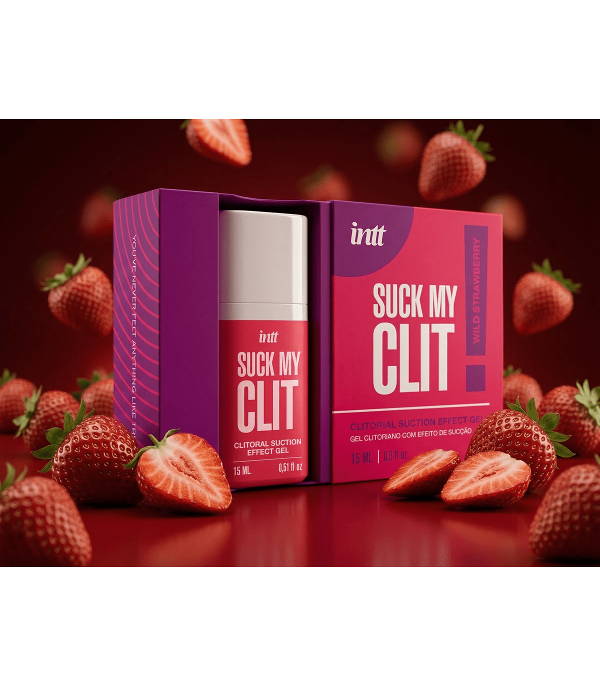 INTT Suck My Clit Fresa 15 ml | Gel Estimulante Clitoriano con Efecto Succión