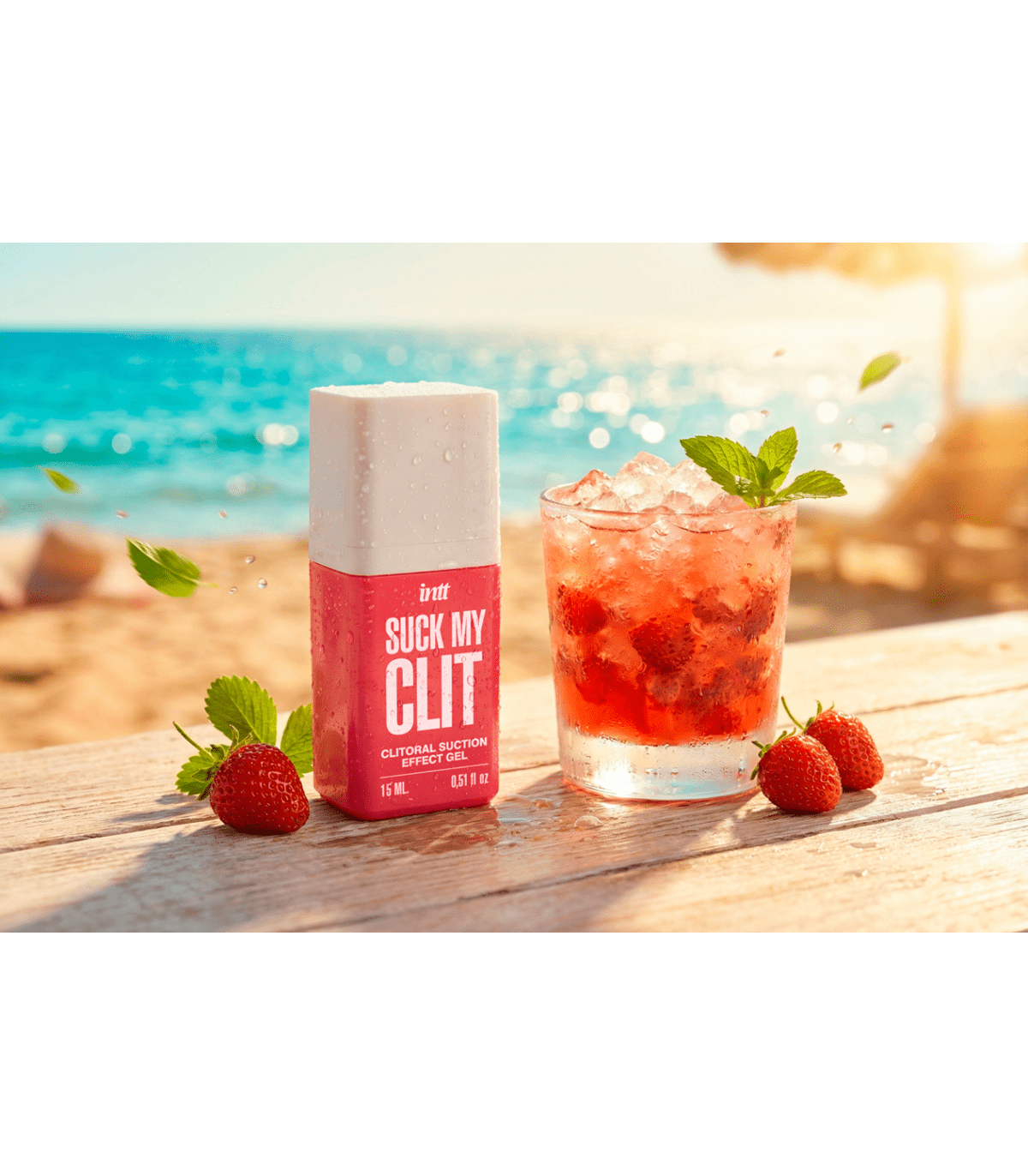 INTT Suck My Clit Fresa 15 ml | Gel Estimulante Clitoriano con Efecto Succión