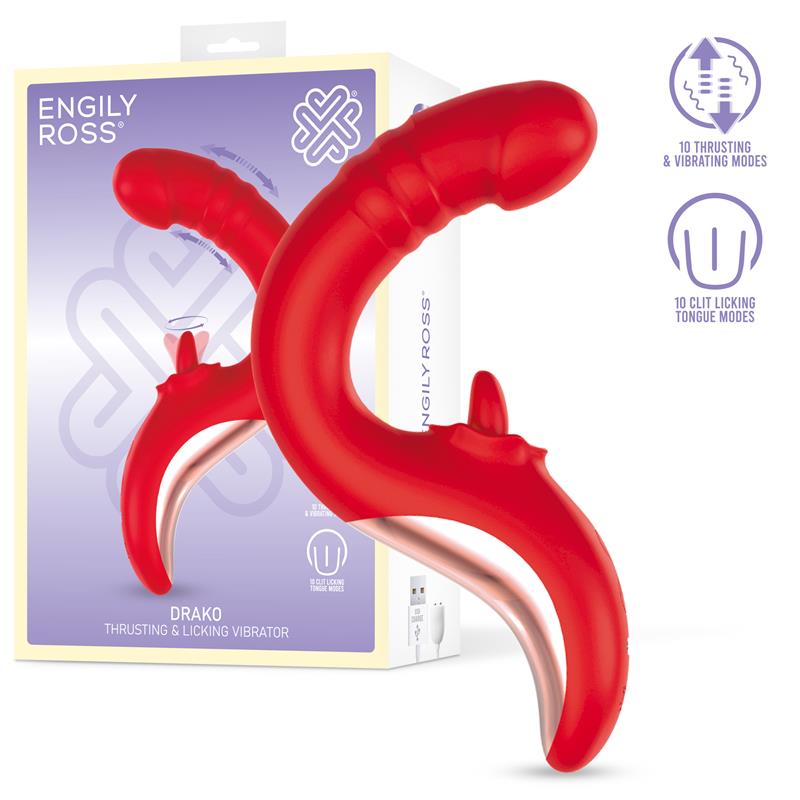 ENGILY ROSS Drako Vibrador con Thrusting y Lengua Oscilante 360º
