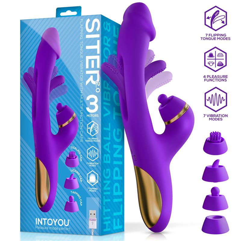 INTOYOU Siter 2.0 Vibrador con Lengua Flapping, Golpeteo y Cabezales Intercambiables