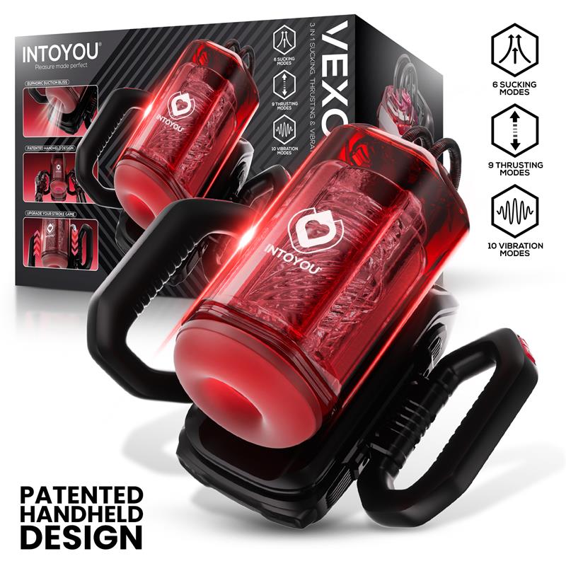 INTOYOU Vexor 3 in 1 Masturbador Masculino Succion, Empuje y Vibración USB-C