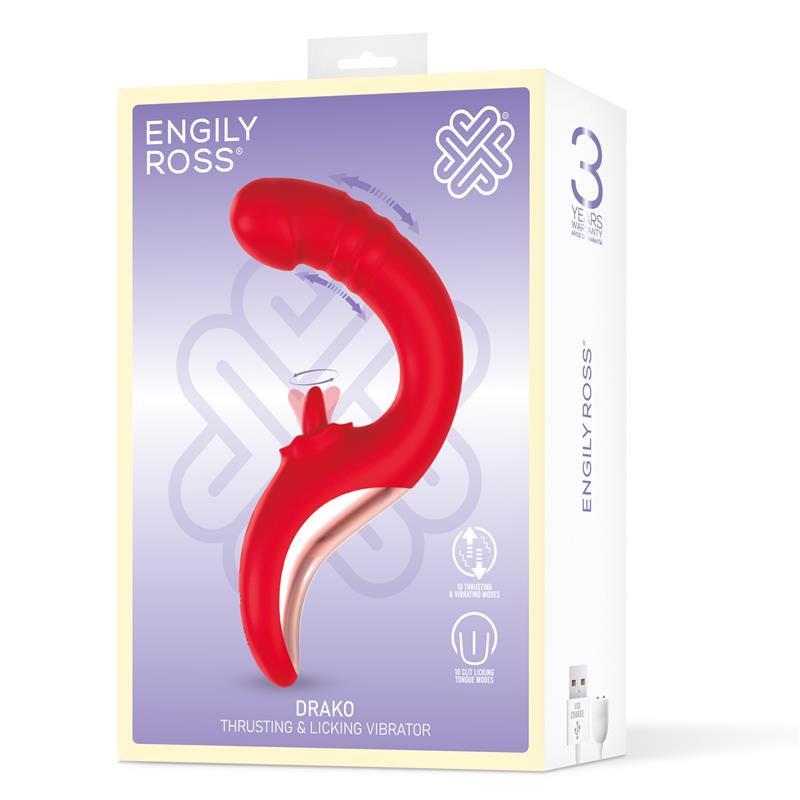 ENGILY ROSS Drako Vibrador con Thrusting y Lengua Oscilante 360º