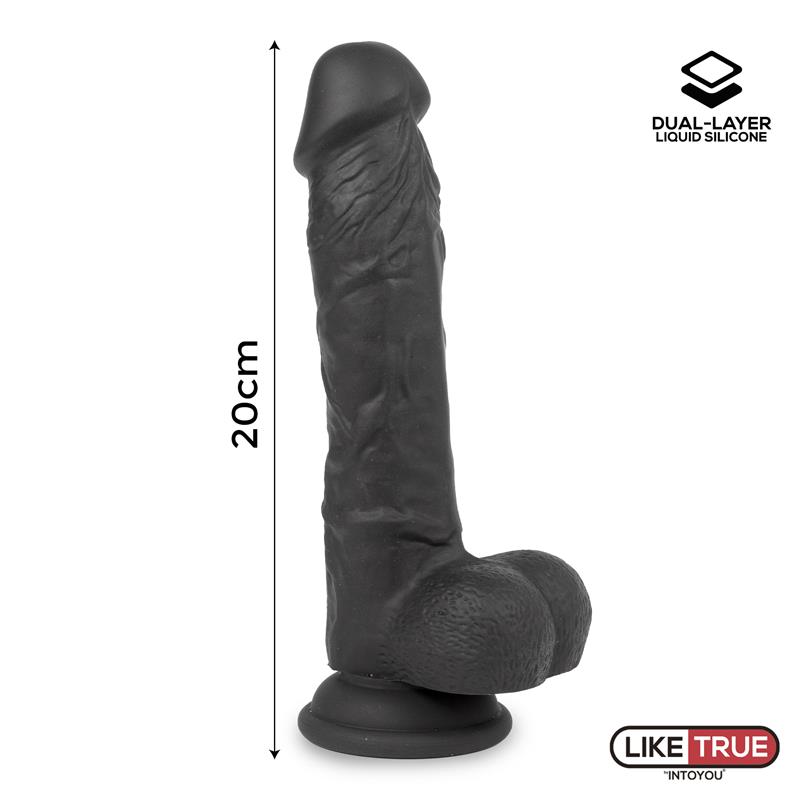 LIKETRUE Dildo Realista Silicona Líquida Dual Layer 8" Negra
