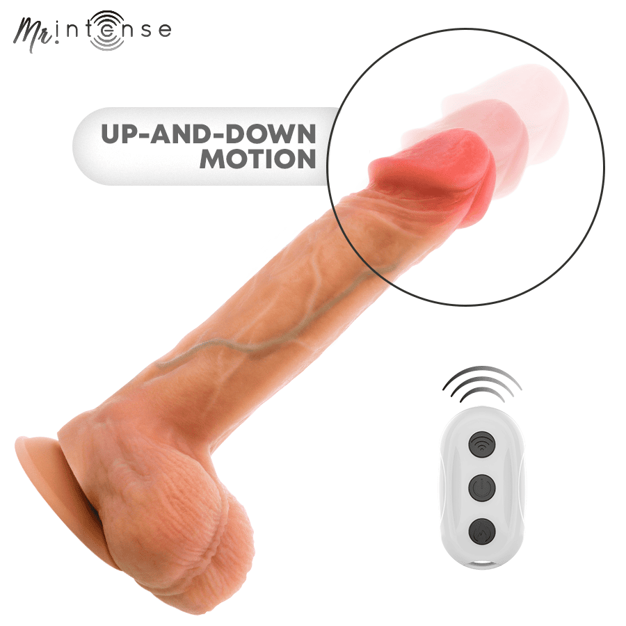 DILDO VIBRADOR SILICONA CON EFECTO CALOR Y CONTROL REMOTO 20 CM -Ø- 4.1 CM