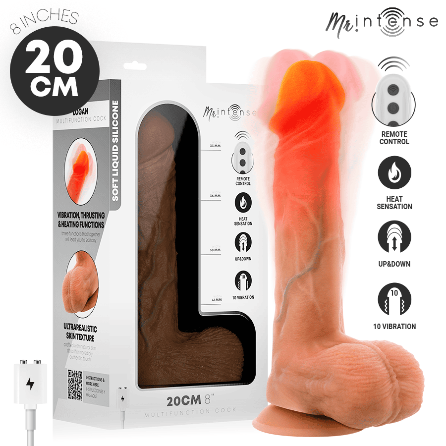 MR INTENSE - LOGAN DILDO VIBRADOR SILICONA CON EFECTO CALOR Y CONTROL REMOTO 20 CM -Ø- 4.1 CM - Imagen 7