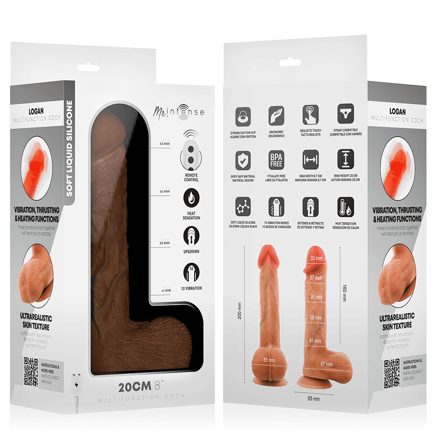 MR INTENSE - LOGAN DILDO VIBRADOR SILICONA CON EFECTO CALOR Y CONTROL REMOTO 20 CM -Ø- 4.1 CM - Imagen 12