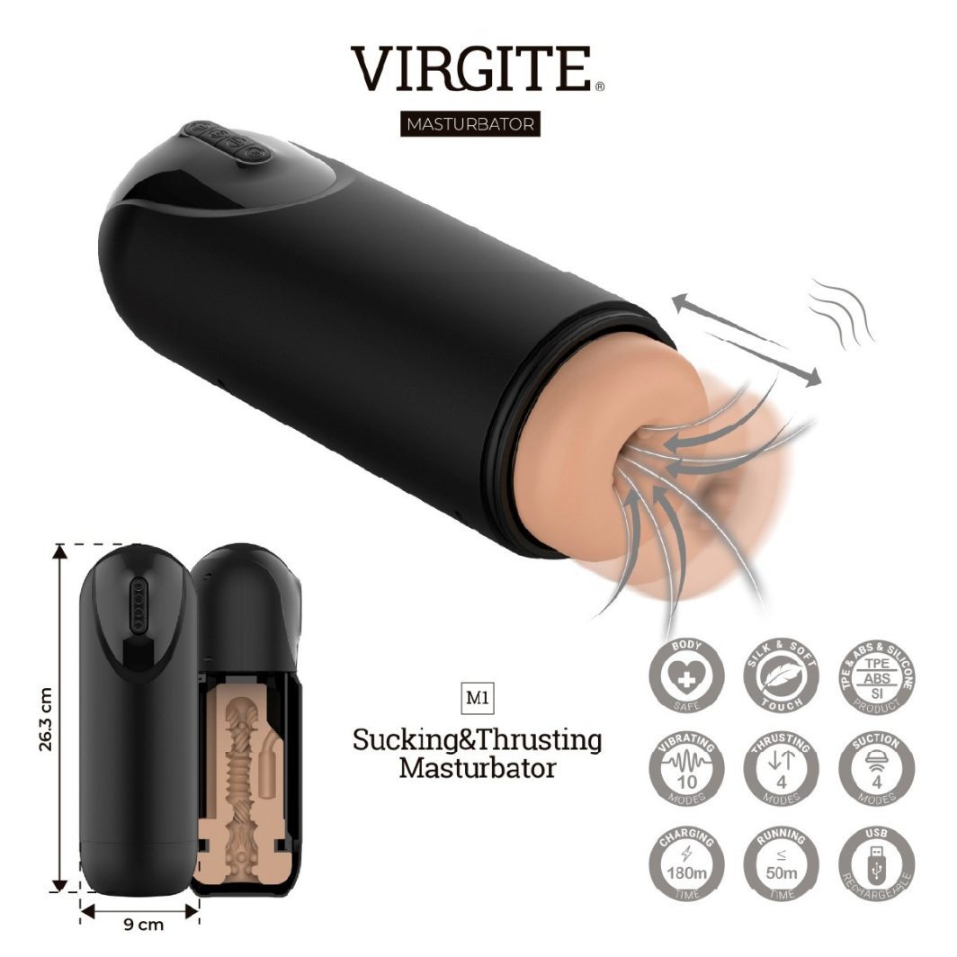 Masturbador M1 Virgite con succión, sube y baja y vibración