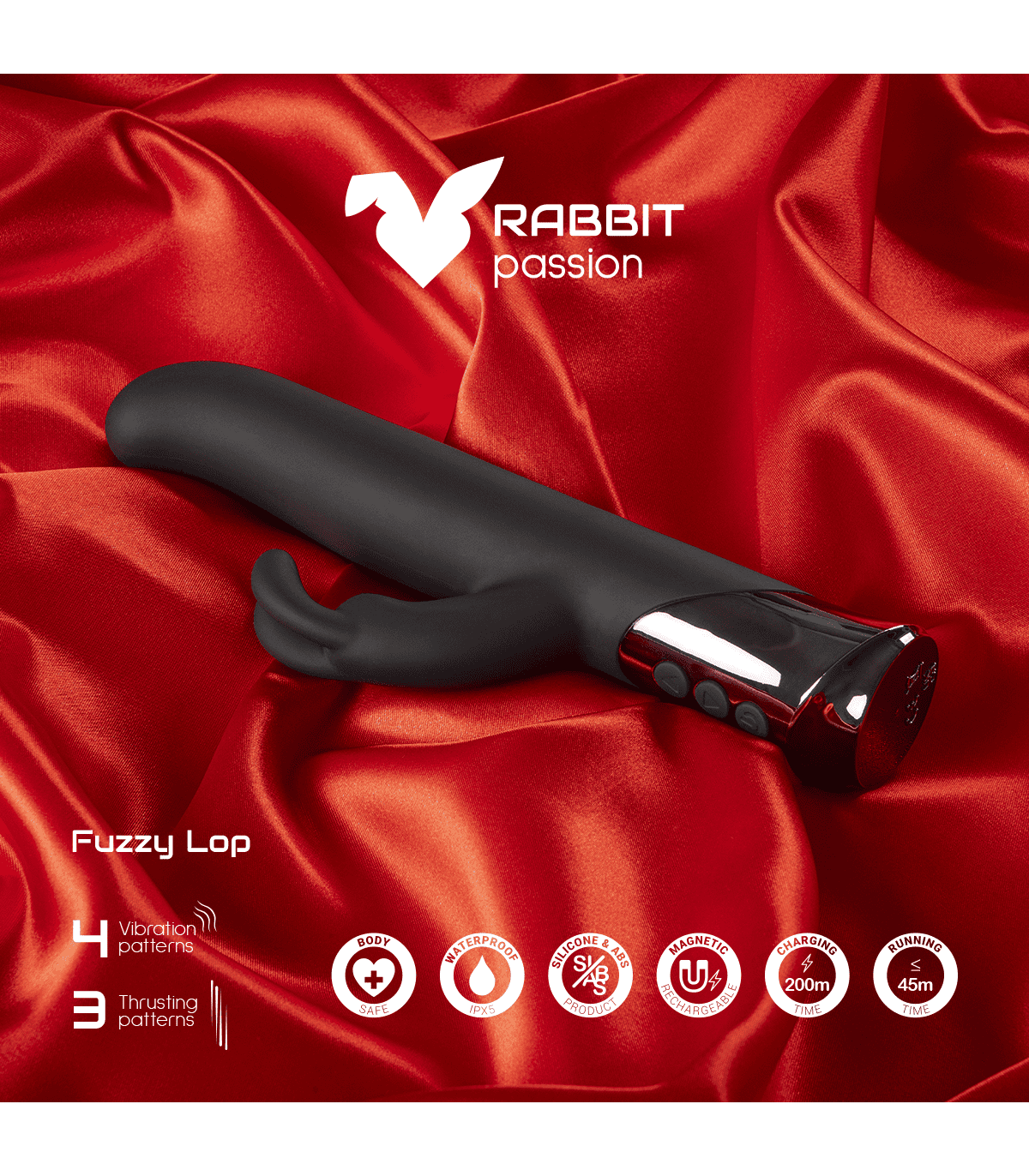 FIZZY LOP RECHARGEABLE THRUSTING RABBIT VIBRATOR +Lubricante de regalo - Imagen 11