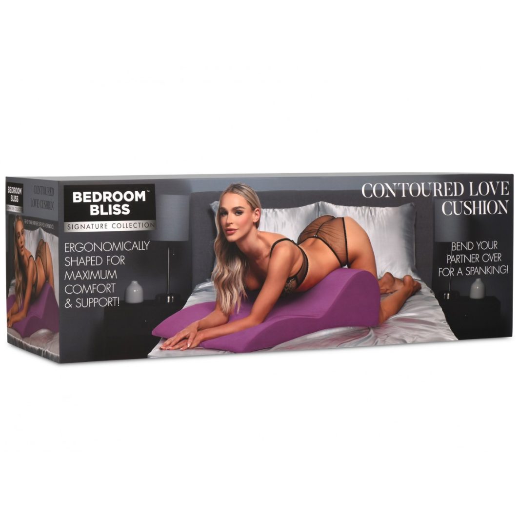 Cojín ergonómico lila para elevar las caderas y mejorar posiciones sexuales