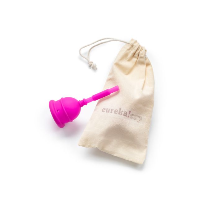 Copa menstrual Eureka Cup vaciable en tallas S y M/L con bolsa de almacenamiento