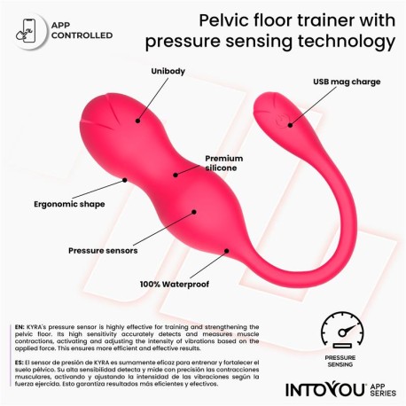 Kyra entrenador de suelo pélvico con sensor de presión y app en color rosa