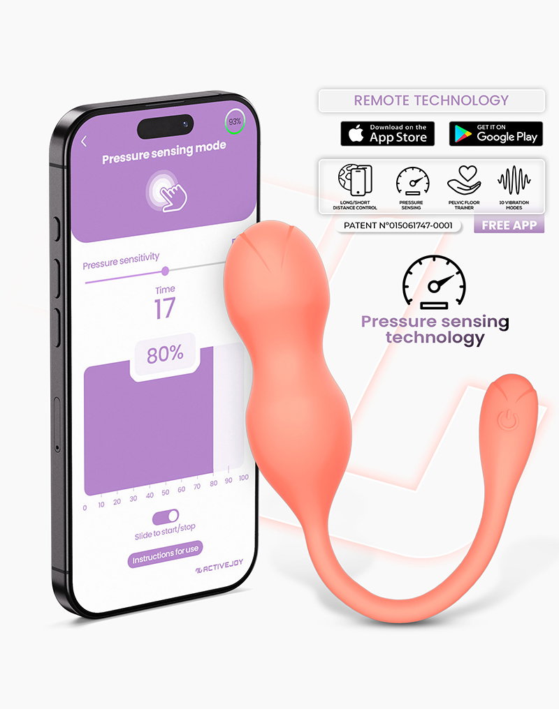 Kyra entrenador de suelo pélvico naranja con sensor de presión y app ActiveJoy