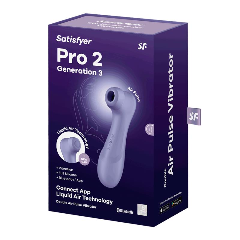 Caja del Satisfyer Pro 2 Gen 3 Connect lila con Bluetooth y app