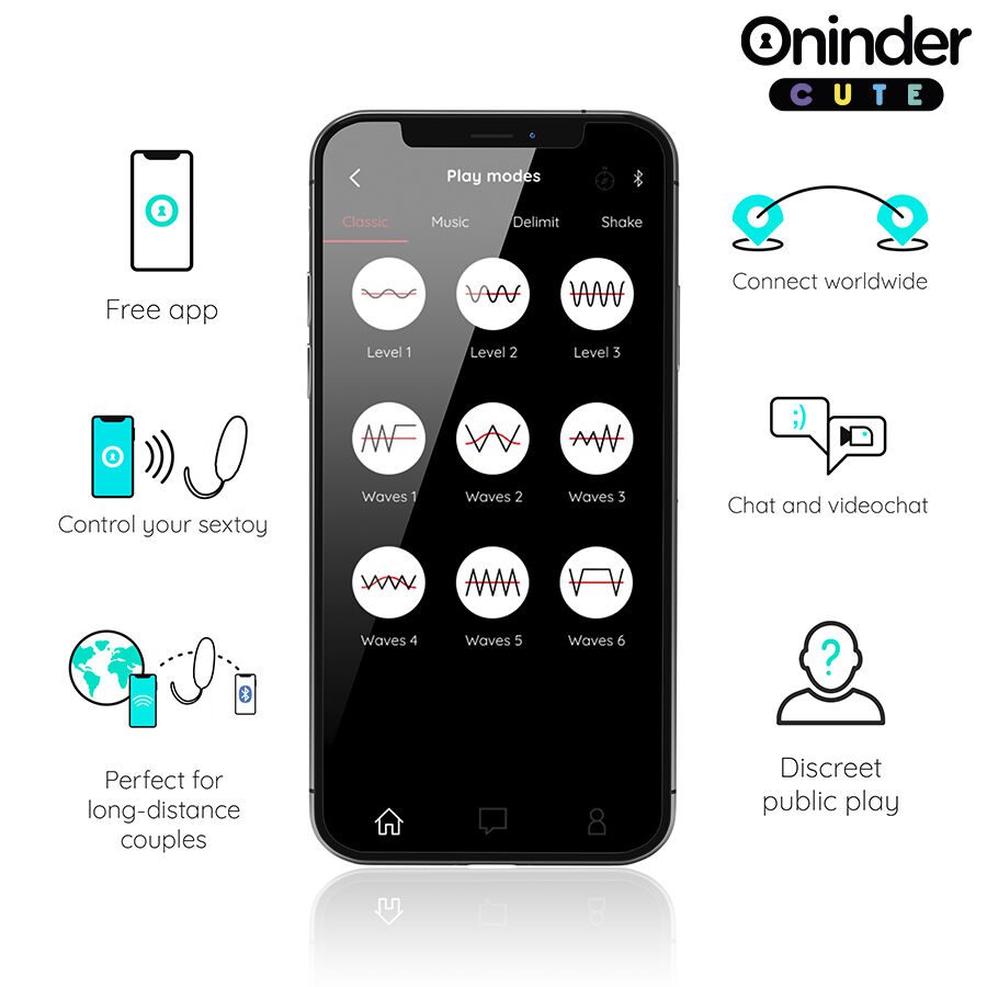 ONINDER CUTE - LOVE PLEASURE HUEVO VIBRO-GEMAS ROTADORAS SILICONA - APP MUNDIAL GRATUITA