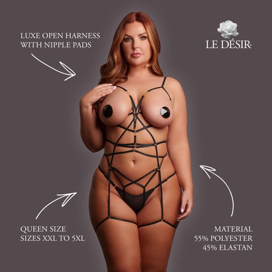 Arnés corporal y cubrepezones Le Désir Luxe Queen XXL–5XL
